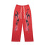 Crimson Flame Wide-Leg Sweatpants – Red Streetwear