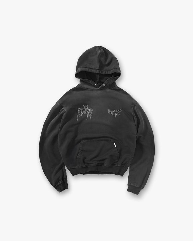 Hand Drawn Thoroughbred Hoodie - Aged Black Hover Image