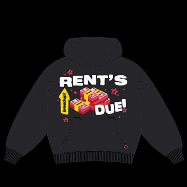 BROKEN PLANET MARKET X DND 'RENT'S DUE' HOODIE (BLACK/RED) Hover Image
