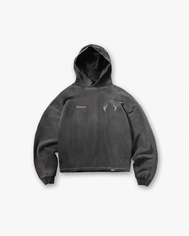 Represent Banner Hoodie - Stained Black Hover Image