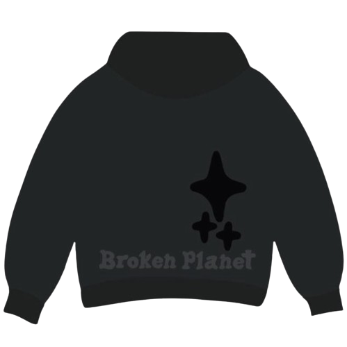 BROKEN PLANET MARKET 'OUT OF THE SHADOWS' GRAPHIC HOODIE (SOOT BLACK) Main Image