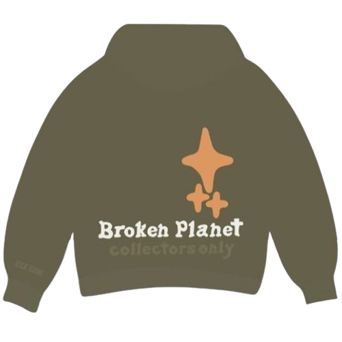 BROKEN PLANET MARKET x KICK GAME 'INFINITE REALITIES' HOODIE (OLIVE GREEN) Main Image