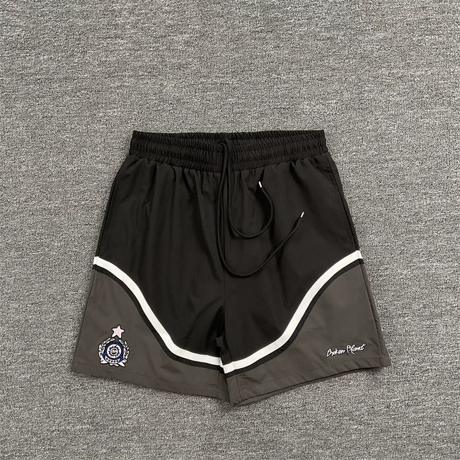 Broken Planet Black‑Dark Grey Color Block Nylon Shorts Hover Image
