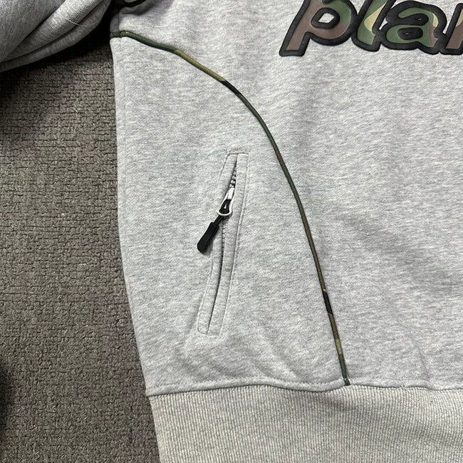 Broken Planet Camo Logo Raglan Hoodie Heather Grey Main Image