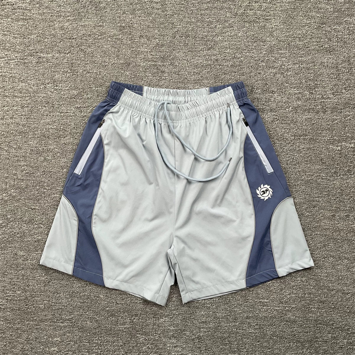 Broken Planet Light Grey Blue Color Block Nylon Shorts