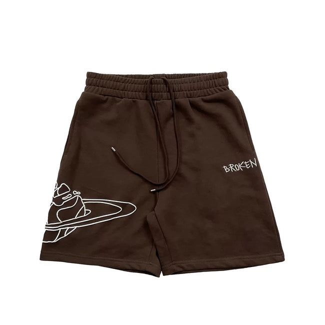 Broken Planet Brown French Terry Sweat Shorts Hover Image
