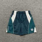 Broken Planet Teal White Color‑Block Nylon Shorts