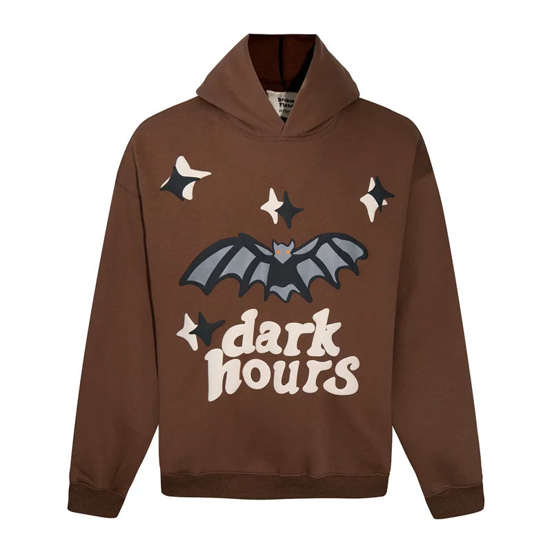 Broken Planet Dark Hours Bat Foam Print Pullover Hoodie