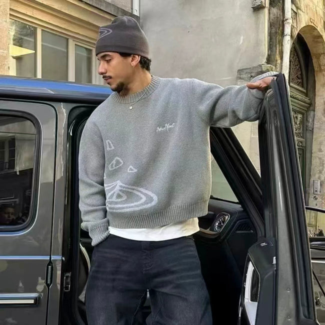 Broken Planet Saturn Meteor Knit Sweater Grey Main Image