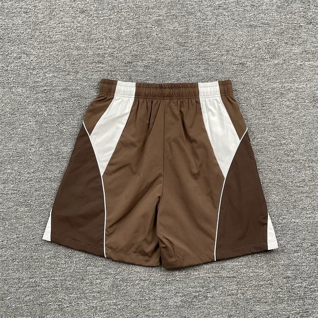 Broken Planet Brown White Color‑Block Nylon Shorts Hover Image