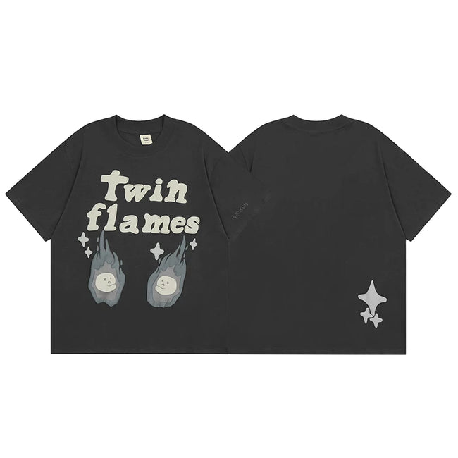 Broken Planet Twin Flames Foam Print T‑Shirt Hover Image