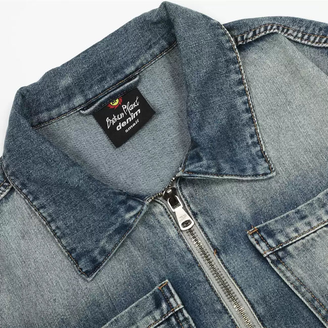 Broken Planet Washed Zip‑Up Denim Jacket Main Image