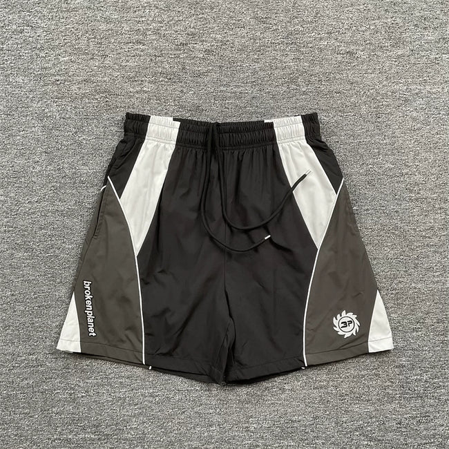 Broken Planet Black Grey White Color‑Block Nylon Shorts Hover Image