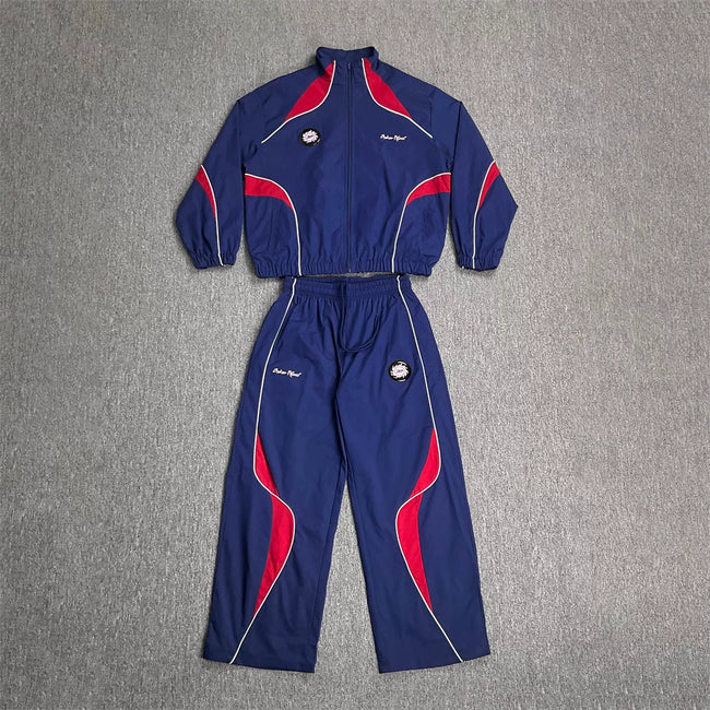 Broken Planet Navy Red Color‑Block Windbreaker Tracksuit Hover Image