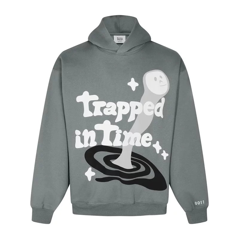 Broken Planet Trapped In Time Foam Print Pullover Hoodie