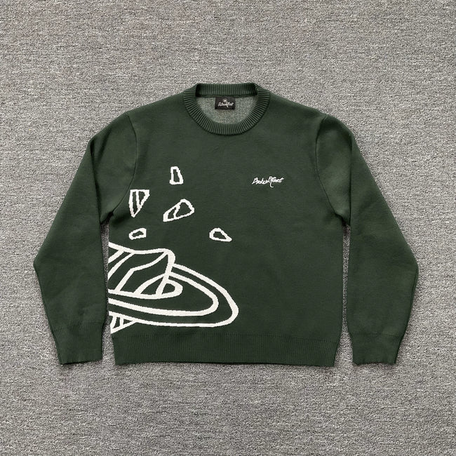 Broken Planet Saturn Meteor Knit Sweater Dark Green Hover Image
