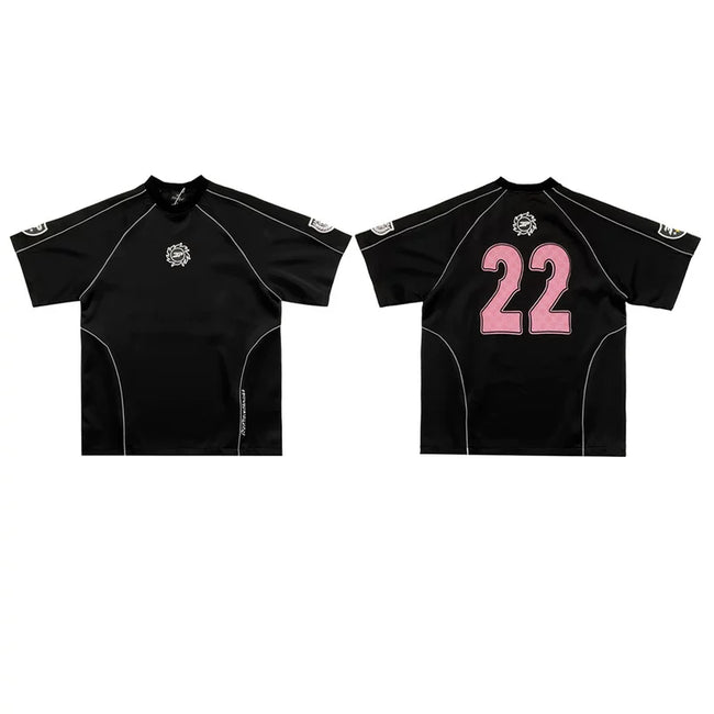 Broken Planet 22 Racing Jersey Black Oversized Streetwear Short Sleeve Top Hover Image