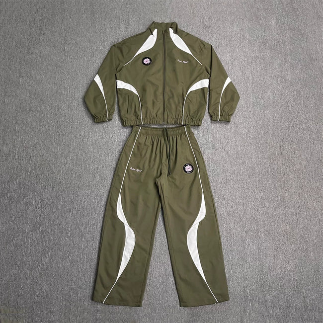 Broken Planet Olive Green White Color‑Block Windbreaker Tracksuit Hover Image