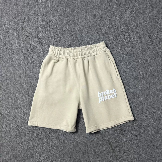 Broken Planet Beige French Terry Sweat Shorts Hover Image
