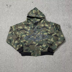 Broken Planet Cracked Saturn Camo Cropped Zip‑Up Hoodie
