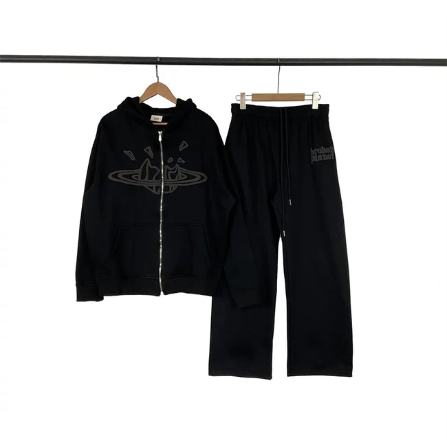 Broken Planet Broken Heart Planet Zip‑Up Hoodie Sweatpants Set Hover Image