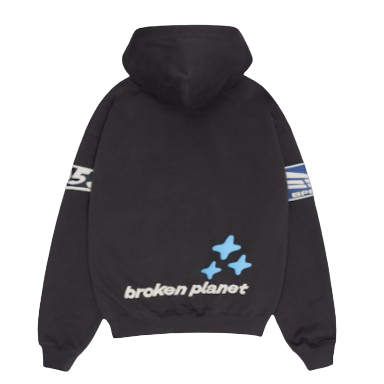 BROKEN PLANET MARKET 'ESCAPE TO THE FUTURE' HOODIE (MIDNIGHT BLACK) Main Image