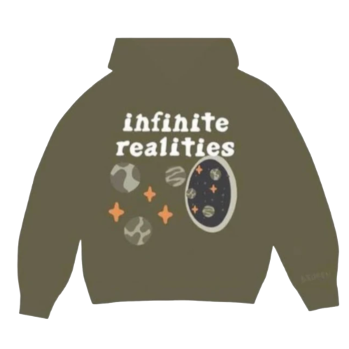 BROKEN PLANET MARKET x KICK GAME 'INFINITE REALITIES' HOODIE (OLIVE GREEN) Hover Image