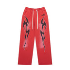 Crimson Flame Wide-Leg Sweatpants – Red Streetwear