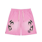 Tribal Flame Mesh Shorts – Pink Streetwear Athletic Shorts
