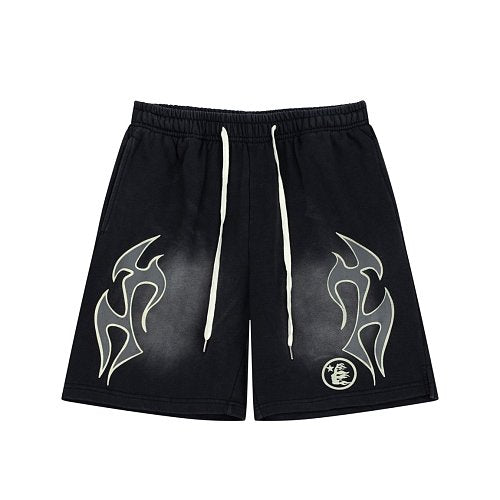 Tribal Flame Mesh Shorts – Black Streetwear Athletic Shorts