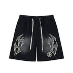 Tribal Flame Mesh Shorts – Black Streetwear Athletic Shorts
