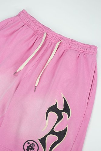 Tribal Flame Mesh Shorts – Pink Streetwear Athletic Shorts